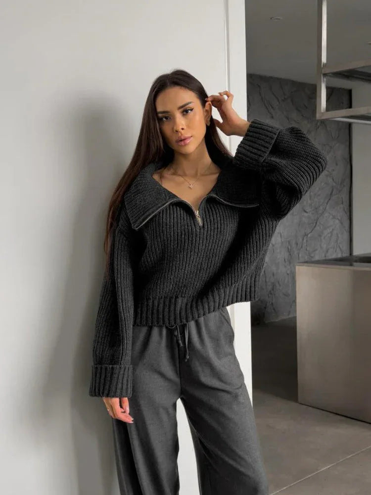 Ribbed Knit Half-Zip Pullover - View 9 | WEUXS