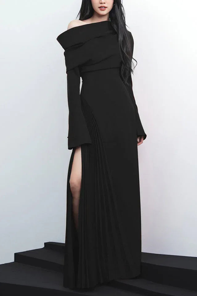 A-line Off-the-Shoulder Crepe Dress - View 6 | WEUXS