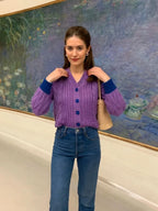 Violet Vintage Chunky Cable Knit Cardigan - WEUXS