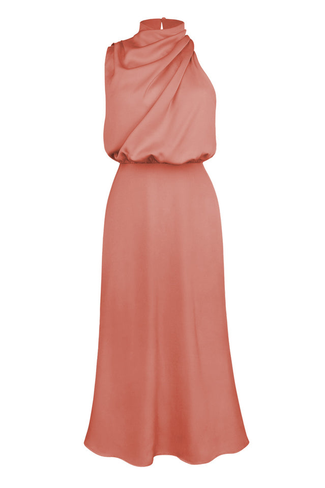Halter Sleeveless Satin Bridesmaid Dress | Dress In Beauty