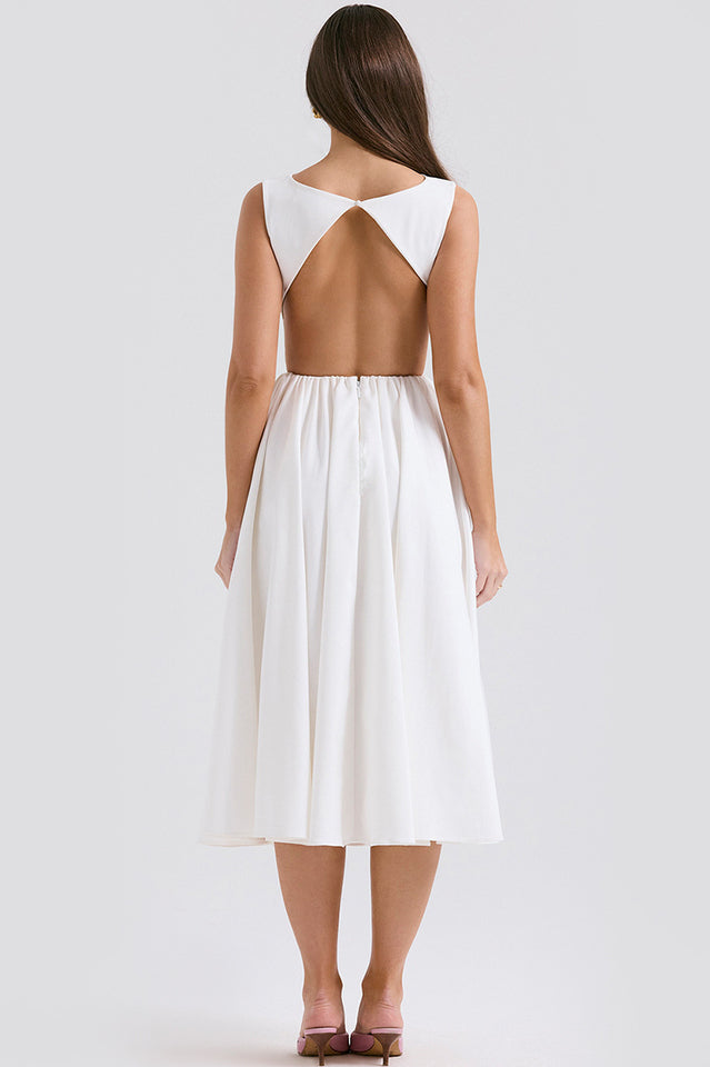 Cindy White Twill Midi Sundress | Dress In Beauty