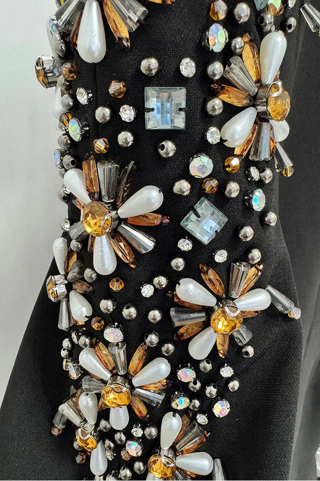woman wearing an embellished V-neck maxi dress - View 38 | WEUXS