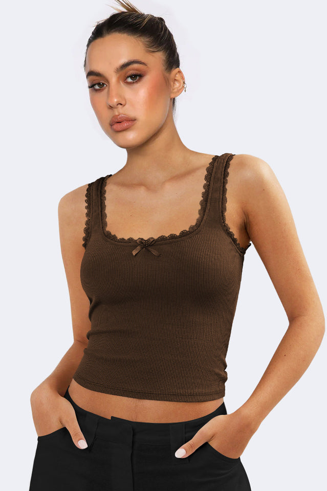 Lace Detailed Square Neck Top | Dress In Beauty