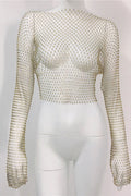Crystal Diamond See Through Crop Top | Dress In Beauty