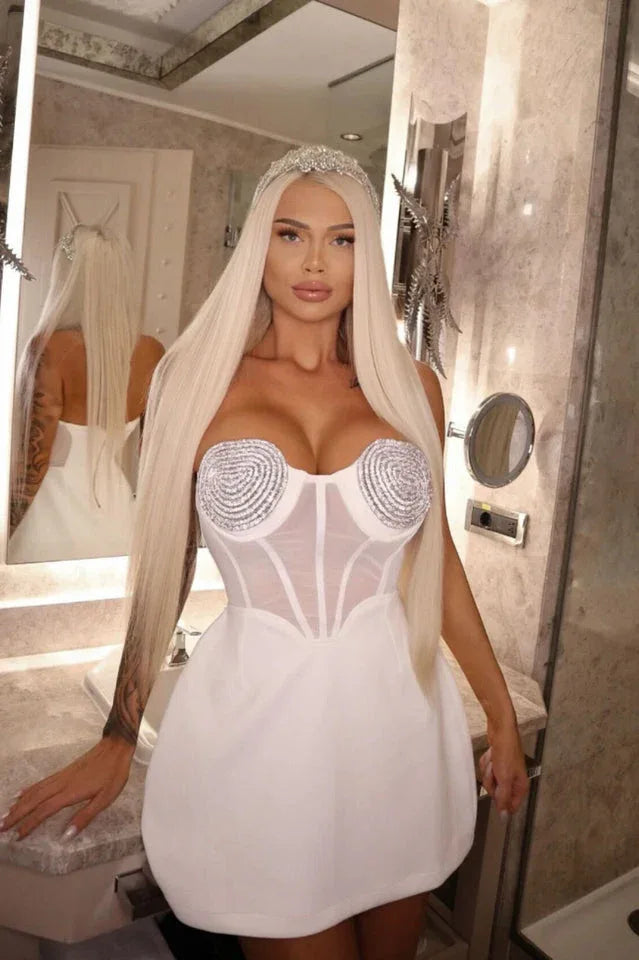 Crystal Heart Mini Dress - View 15 | WEUXS