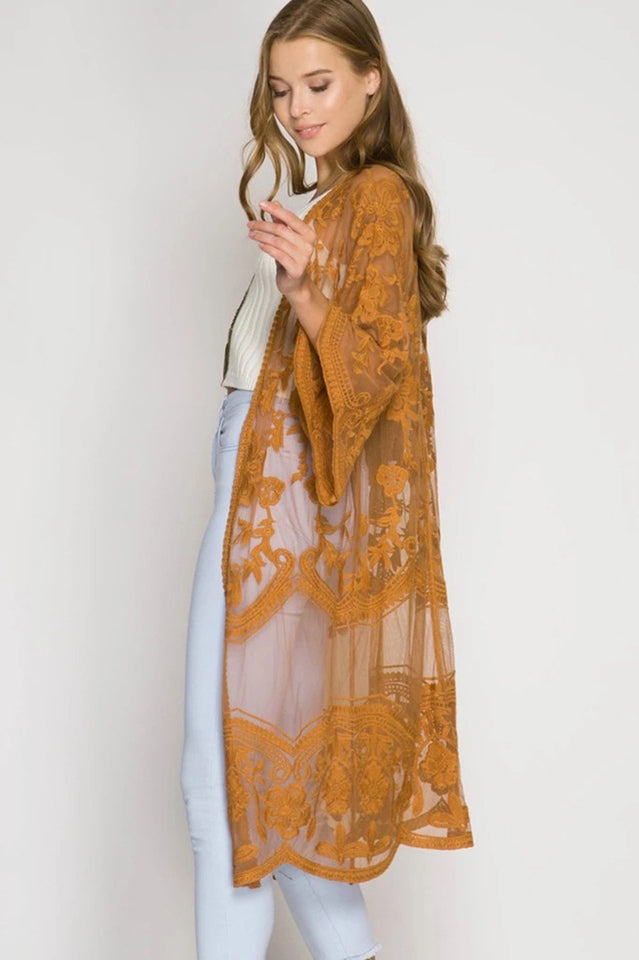 Hollow Out Lace Kimono Cover Up | Dress In Beauty