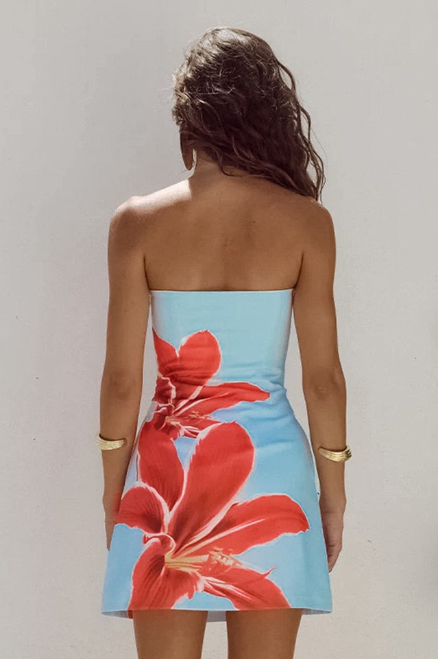 Strapless Floral Print Mini Dress | Dress In Beauty