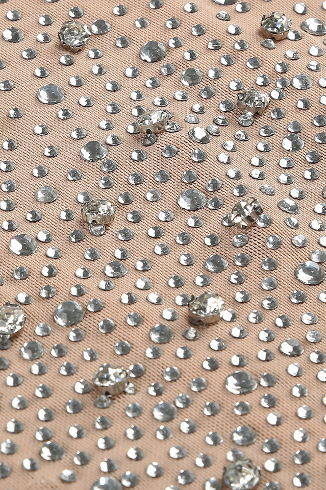 Nude Crystal Embellished Transparent Gown | Dress In Beauty