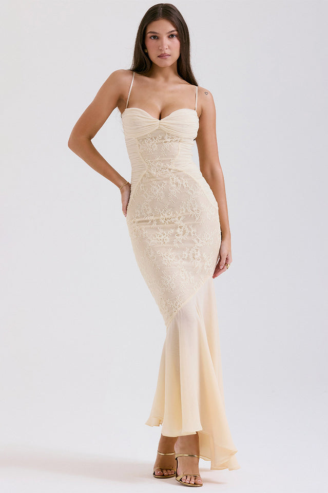 Vanilla Chiffon & Lace Gown | Dress In Beauty