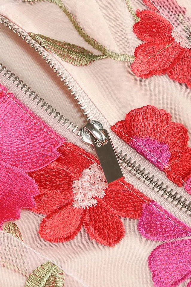Floral Mesh Mini Dress - View 10 | WEUXS