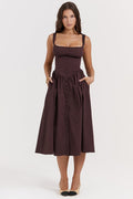 Rich Brown Midi Sundress | Dress In Beauty