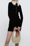 Fluffy Collared Zip Detailed Knit Dress | Dress In Beauty
