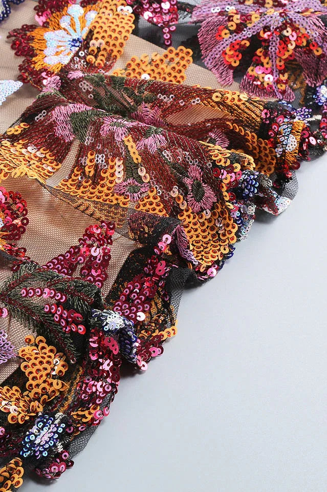 Viveka Flower Sequin Mini Dress - WEUXS