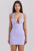 Alyssa Orchid Crepe Plunge Mini Dress | Dress In Beauty