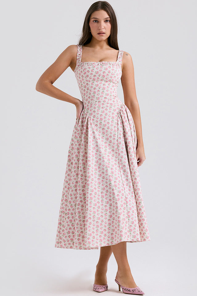 Dorothy White Rosebud Print Sundress | Dress In Beauty