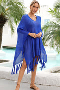 Fringe Trim Dolman Sleeve Openwork Cover Up | Dress In Beauty