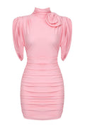 Rose-appliqué Ruched Jersey Minidress | Dress In Beauty