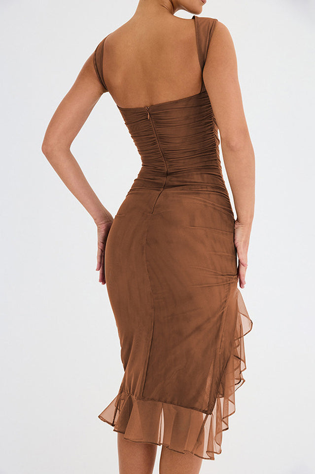 Bay Leaf Ruffle Midi Dress | Dress In Beauty