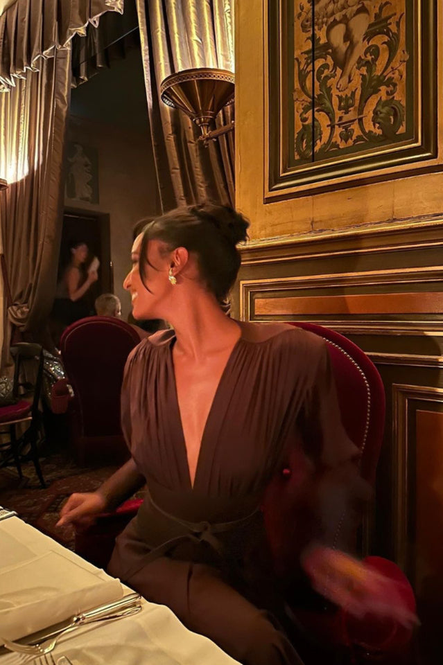 Rosey Tan Maxi Dress With Waist Belt | Dress In Beauty