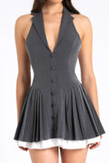 Hazel Preppy Halter Neck Pleated Mini Dress | Dress In Beauty