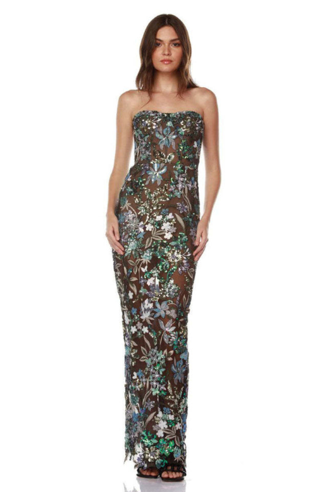 Kamames Strapless Floral Sequined Maxi Dress | Dress In Beauty