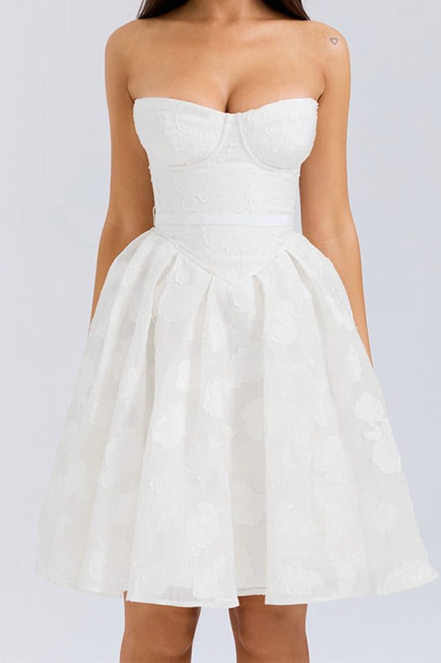 Strapless Corset Floral Jacquard Mini Dress | Dress In Beauty