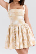 Isadora Gingerbread Gingham Mini Dress | Dress In Beauty