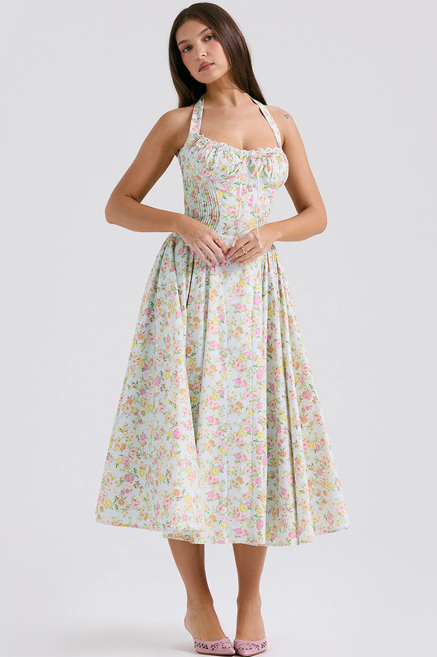 Adabella Cotton Halter Midi Sundress | Dress In Beauty