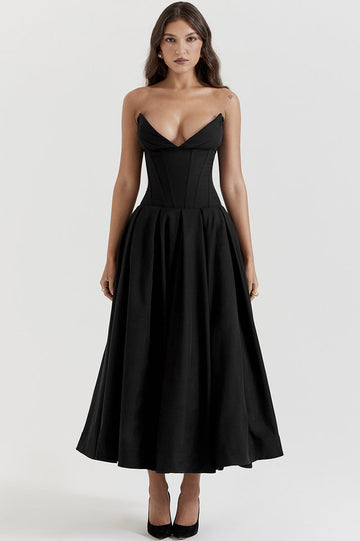 Lady Black Strapless Midi Dress | Dress In Beauty