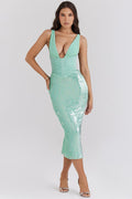 Thala Seafoam Sequin Corset Midi Dress | Dress In Beauty