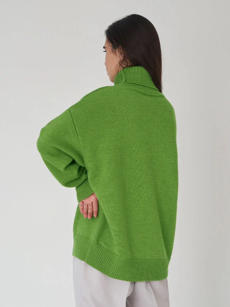 Oversized High Neck Knit Sweater - View 11 | WEUXS