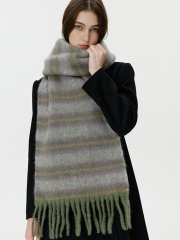 Morandi Gradient Stripe Wool Blend Scarf