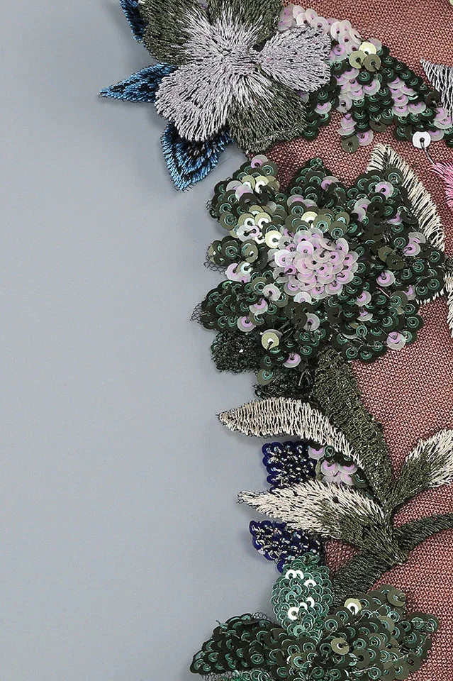 Tropical Floral Embroidered Mini Dress - WEUXS