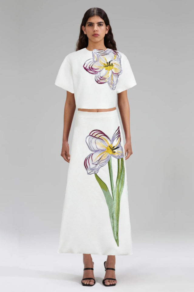Angelica Floral Applique Skirt Set | Dress In Beauty