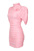 Rose-appliqué Ruched Jersey Minidress | Dress In Beauty