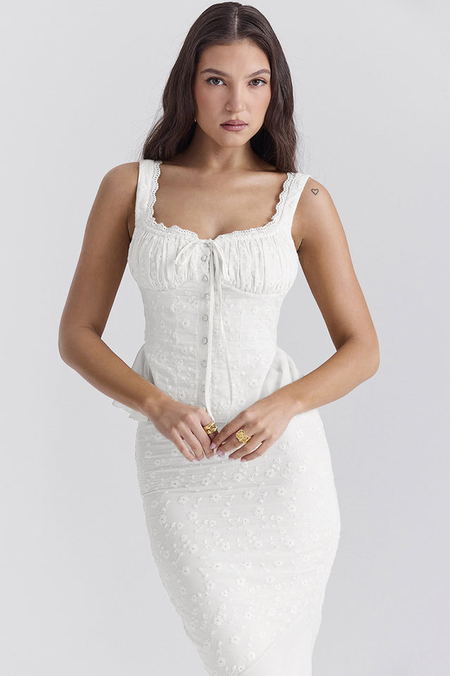 Jean Embroidery Ruffle Top | Dress In Beauty