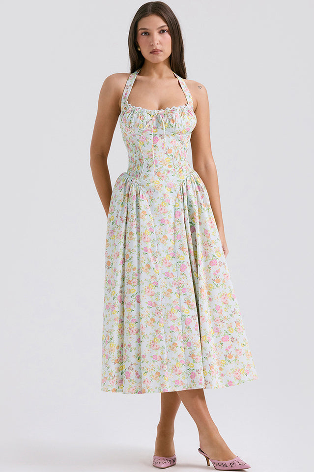 Adabella Cotton Halter Midi Sundress | Dress In Beauty
