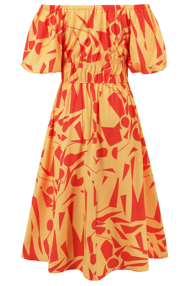 Printed Off Shoulder Balloon Sleeve Dress | Dress In Beauty