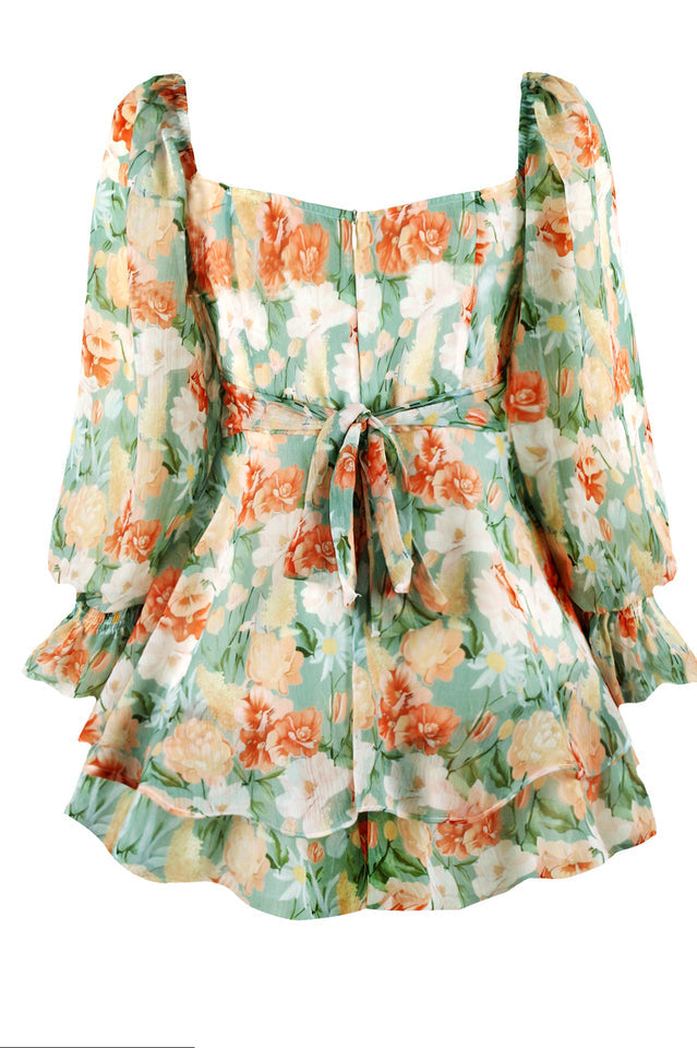 Flora Shirred Sleeves Romper | Dress In Beauty