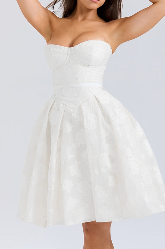 Strapless Corset Floral Jacquard Mini Dress | Dress In Beauty