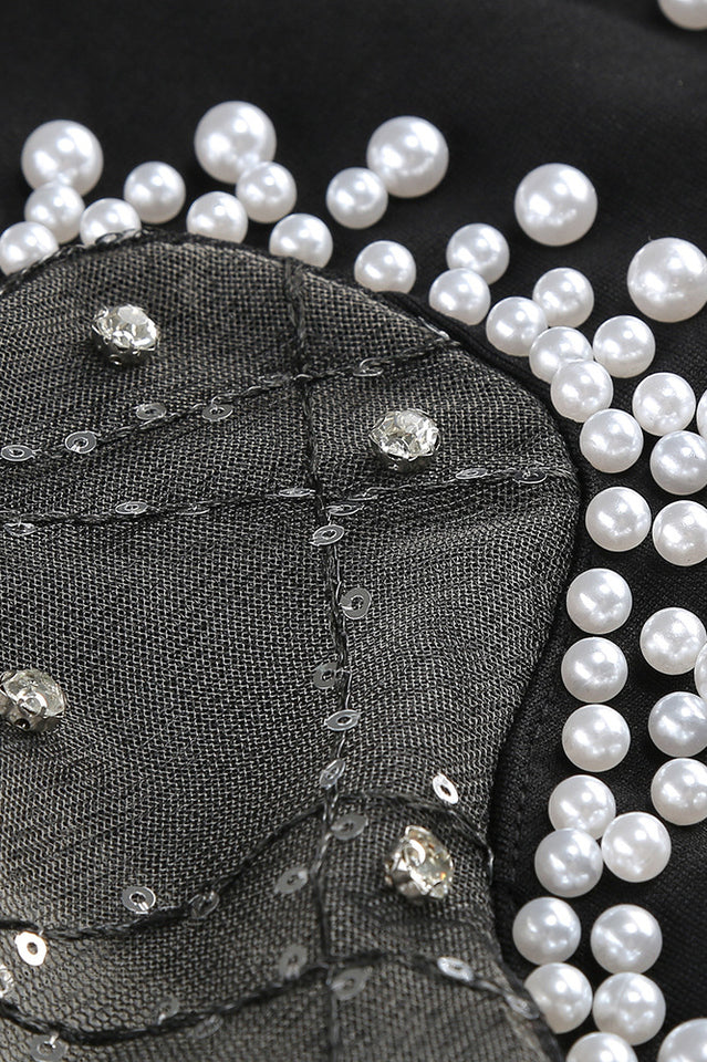 Strapless Pearl Mesh Mini Dress | Dress In Beauty