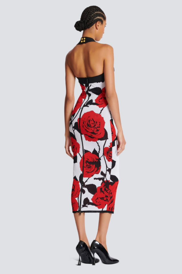 Knit Floral Halter Neck Midi Dress | Dress In Beauty