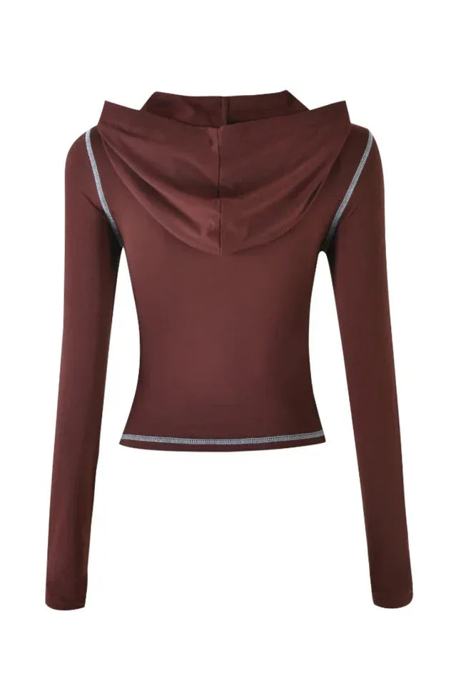 Zipper V-Neck Hoodie and Track Pant Set - View 13 | WEUXS