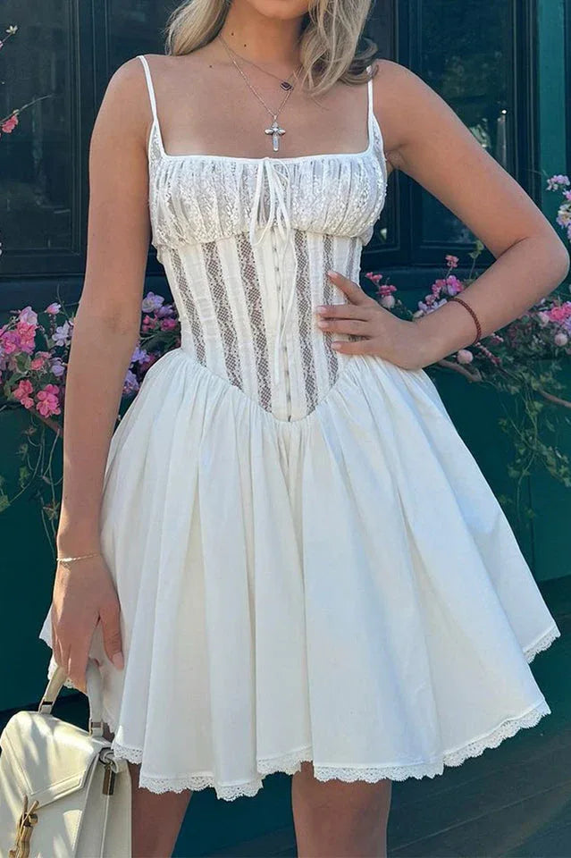 A-Line Mini Dress with Lace Trim Secondary image