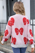 Women's crew neck knit sweater with bow print - View 10 | WEUXS