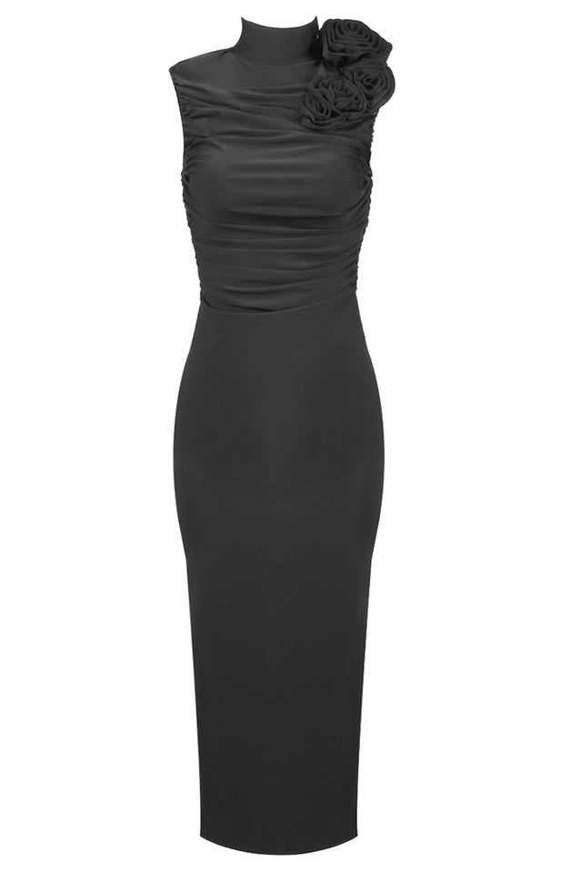 Flower Detail Ruched Midi Dress | Dress In Beauty