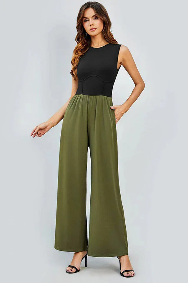 Women's sleeveless wide leg jumpsuit in textured knit - View 8 | WEUXS
