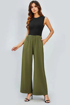 Women's sleeveless wide leg jumpsuit in textured knit - View 8 | WEUXS