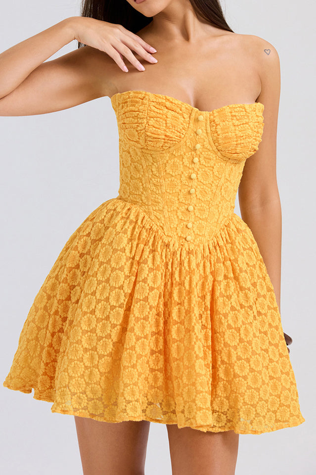 Carolina Apricot Lace Corset Mini Dress | Dress In Beauty