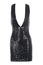 Sequin mini dress with long sleeves and open back - View 7 | WEUXS